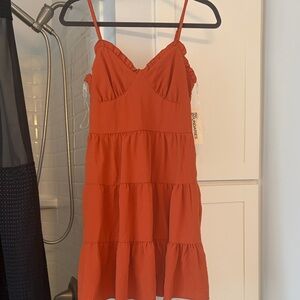 No Boundaries Orange Tiered Mini Dress